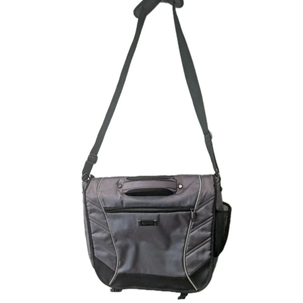 Kenneth Cole‎ Reaction Messenger Bag Gray Travel Shoulder Organizer Laptop Bag